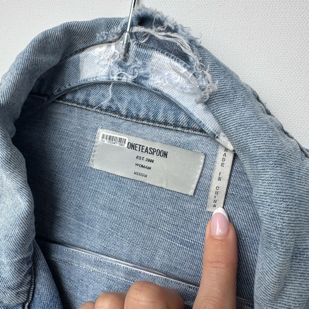 One‎ Teaspoon Light Blue Cotton / Linen Distressed Jacket, Size M